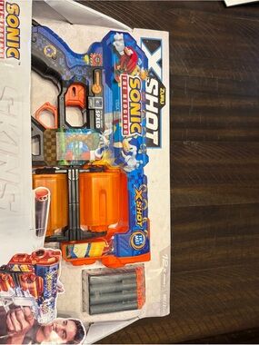 Zuru X-Shot Sonic The Hedgehog Orange & Blue Dart Blaster NIB